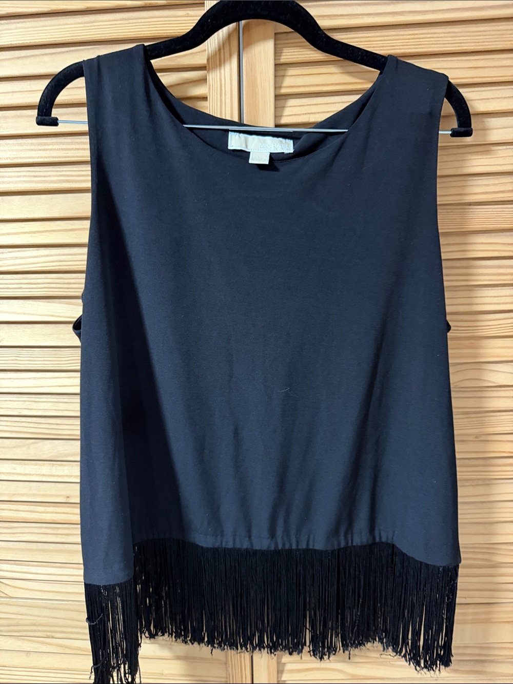 Michael Kors Black Sleeveless Fringe Tank Top